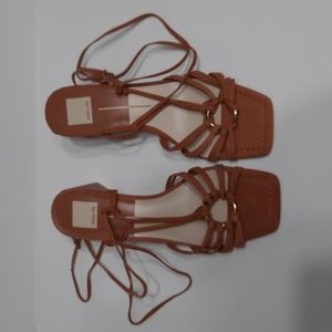 NWT DOLCE VITA BROWN MASH LACE UP SANDALS SZ 10